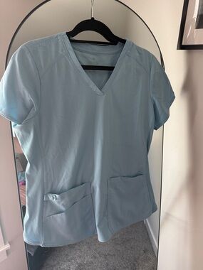 MEDCOUTURE Baby Blue V-Neck Women's Scrub Top (M) + Jogger Pants (M)